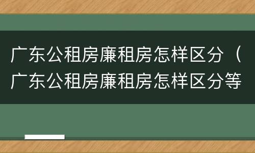 广东公租房廉租房怎样区分（广东公租房廉租房怎样区分等级）