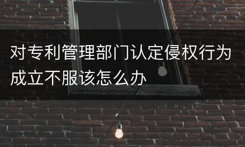 对专利管理部门认定侵权行为成立不服该怎么办