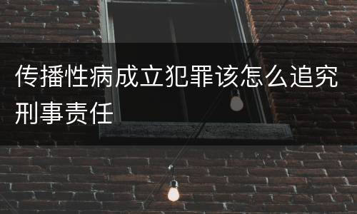传播性病成立犯罪该怎么追究刑事责任