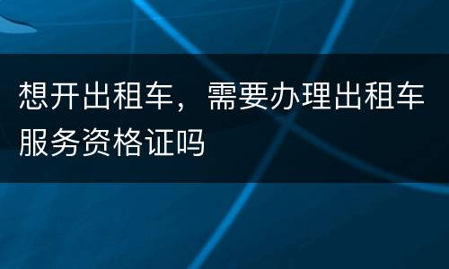 想开出租车，需要办理出租车服务资格证吗