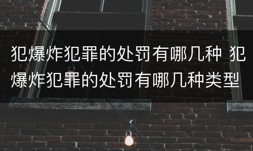 犯爆炸犯罪的处罚有哪几种 犯爆炸犯罪的处罚有哪几种类型