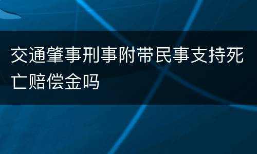 交通肇事刑事附带民事支持死亡赔偿金吗