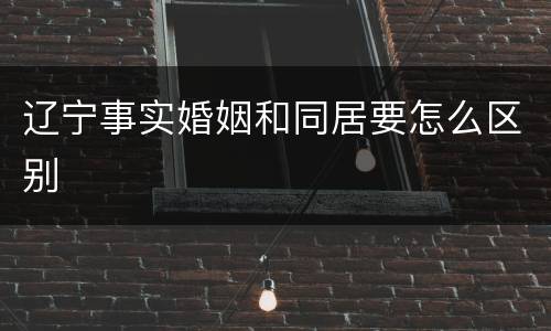 辽宁事实婚姻和同居要怎么区别