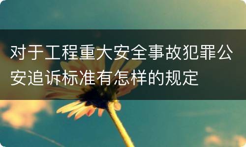 对于工程重大安全事故犯罪公安追诉标准有怎样的规定
