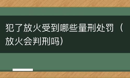 犯了放火受到哪些量刑处罚（放火会判刑吗）