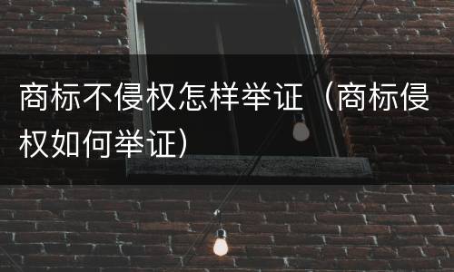 商标不侵权怎样举证（商标侵权如何举证）