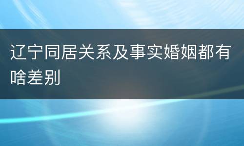 辽宁同居关系及事实婚姻都有啥差别