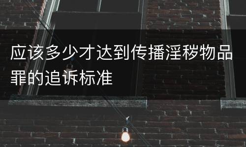 应该多少才达到传播淫秽物品罪的追诉标准