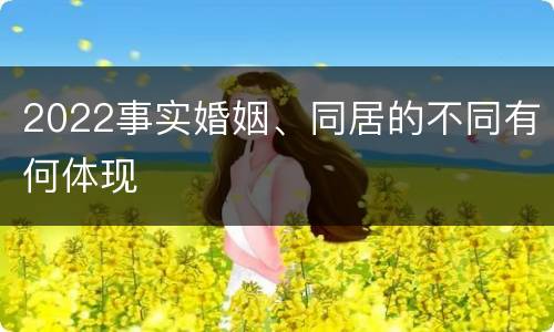 2022事实婚姻、同居的不同有何体现
