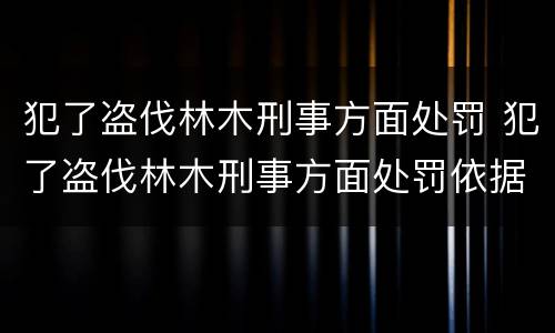 犯了盗伐林木刑事方面处罚 犯了盗伐林木刑事方面处罚依据