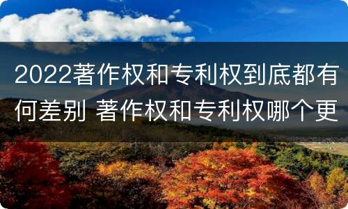 2022著作权和专利权到底都有何差别 著作权和专利权哪个更重要