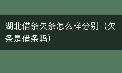 湖北借条欠条怎么样分别（欠条是借条吗）