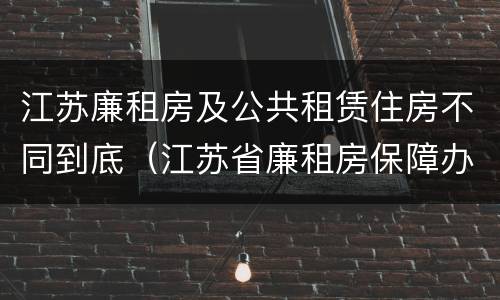 江苏廉租房及公共租赁住房不同到底（江苏省廉租房保障办法）