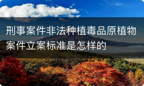 刑事案件非法种植毒品原植物案件立案标准是怎样的