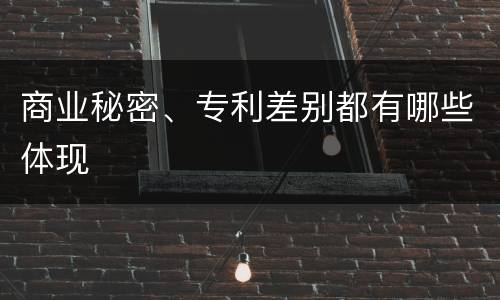 商业秘密、专利差别都有哪些体现