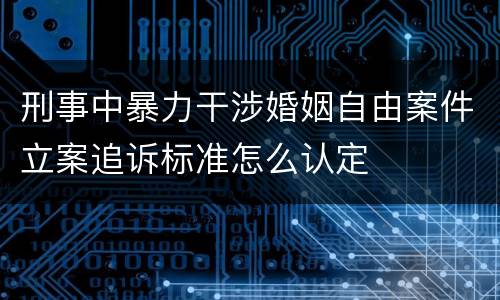 刑事中暴力干涉婚姻自由案件立案追诉标准怎么认定