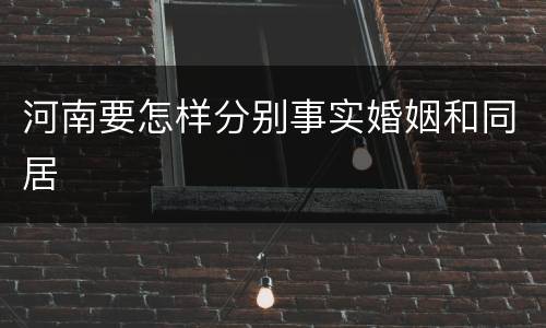河南要怎样分别事实婚姻和同居