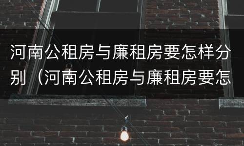 河南公租房与廉租房要怎样分别（河南公租房与廉租房要怎样分别呢）