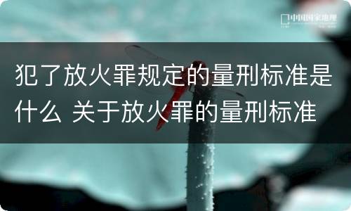 犯了放火罪规定的量刑标准是什么 关于放火罪的量刑标准