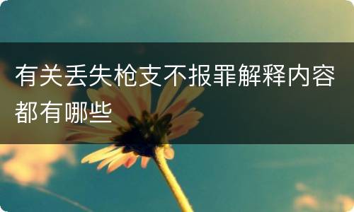 有关丢失枪支不报罪解释内容都有哪些