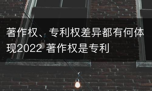 著作权、专利权差异都有何体现2022 著作权是专利