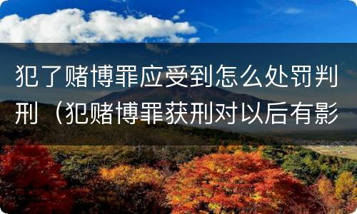 犯了赌博罪应受到怎么处罚判刑（犯赌博罪获刑对以后有影响吗）