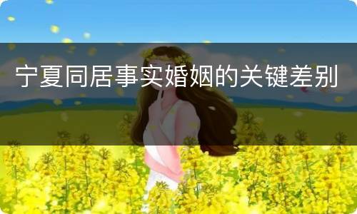 宁夏同居事实婚姻的关键差别