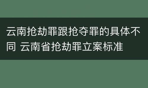 云南抢劫罪跟抢夺罪的具体不同 云南省抢劫罪立案标准