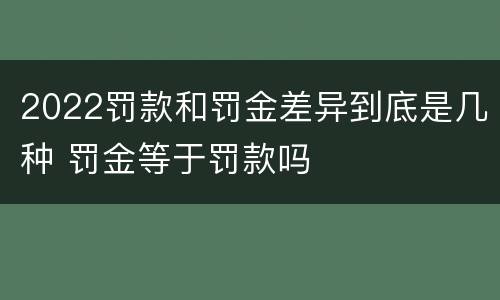 2022罚款和罚金差异到底是几种 罚金等于罚款吗
