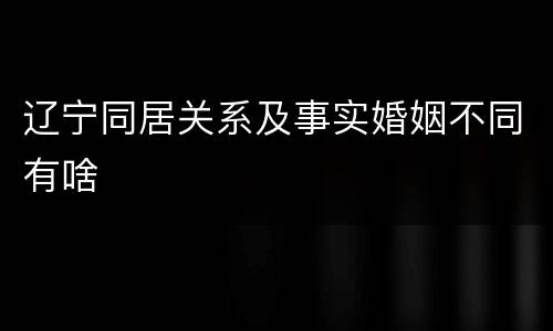辽宁同居关系及事实婚姻不同有啥
