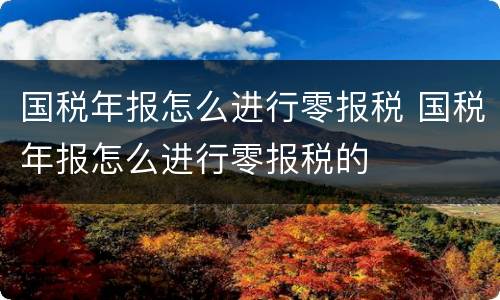 国税年报怎么进行零报税 国税年报怎么进行零报税的