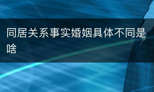 同居关系事实婚姻具体不同是啥