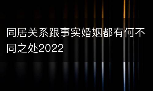 同居关系跟事实婚姻都有何不同之处2022