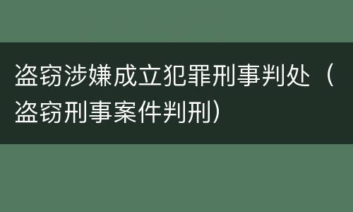 盗窃涉嫌成立犯罪刑事判处（盗窃刑事案件判刑）