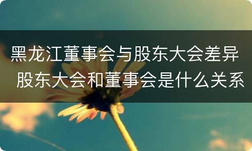 黑龙江董事会与股东大会差异 股东大会和董事会是什么关系