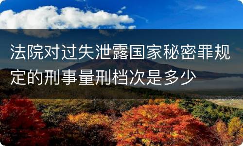 法院对过失泄露国家秘密罪规定的刑事量刑档次是多少