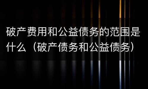 破产费用和公益债务的范围是什么（破产债务和公益债务）