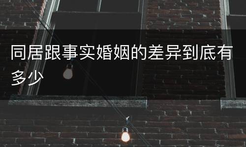 同居跟事实婚姻的差异到底有多少