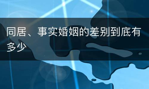 同居、事实婚姻的差别到底有多少