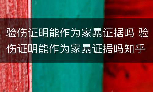 验伤证明能作为家暴证据吗 验伤证明能作为家暴证据吗知乎