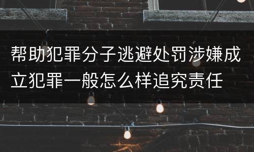 帮助犯罪分子逃避处罚涉嫌成立犯罪一般怎么样追究责任