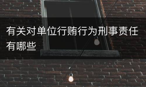 有关对单位行贿行为刑事责任有哪些