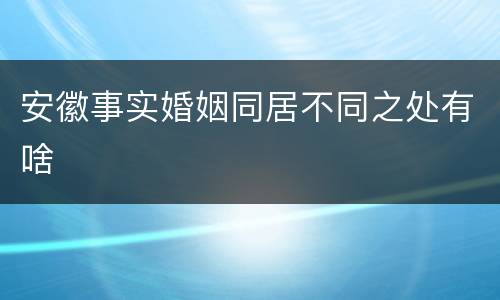 安徽事实婚姻同居不同之处有啥