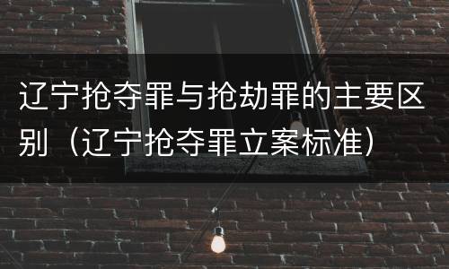 辽宁抢夺罪与抢劫罪的主要区别（辽宁抢夺罪立案标准）