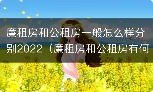 廉租房和公租房一般怎么样分别2022（廉租房和公租房有何区别）