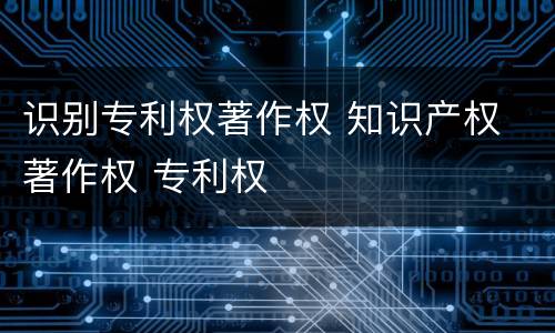 识别专利权著作权 知识产权 著作权 专利权