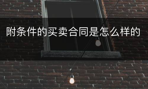 附条件的买卖合同是怎么样的