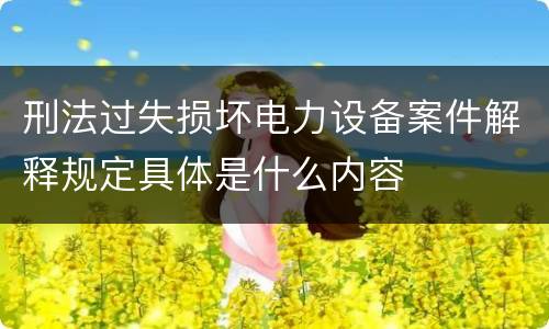 刑法过失损坏电力设备案件解释规定具体是什么内容