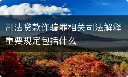 刑法贷款诈骗罪相关司法解释重要规定包括什么