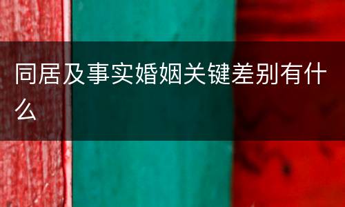 同居及事实婚姻关键差别有什么